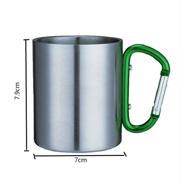 Stainless Steel Double Walled Water Mugs Coffee Cup with Carabiner Handle, Random Color Delivery - Image 5