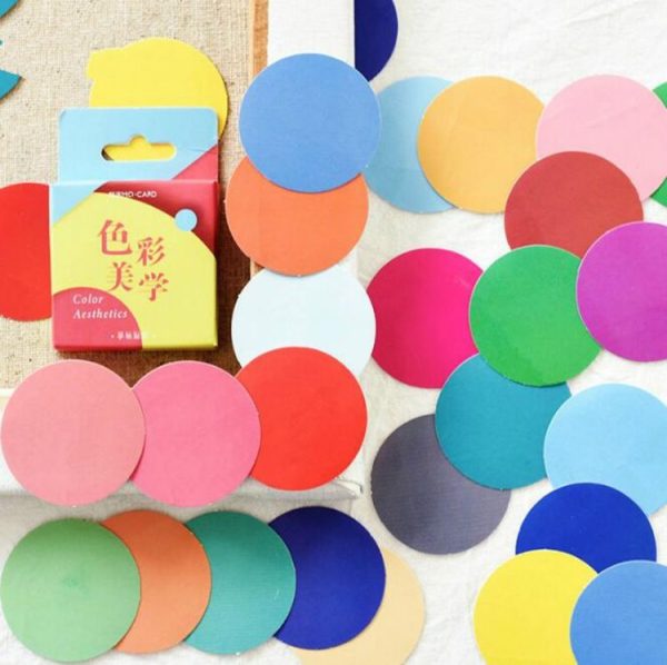 2 PCS Color Aesthetics Stickers Colour Circular Stickers Hand Account Photo Album DIY Decorative Seal Stickers - Image 3