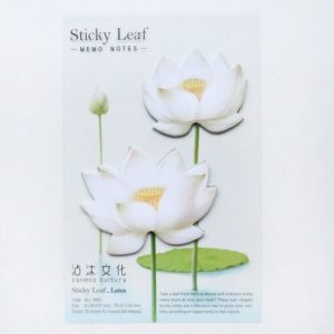 3 PCS Small Fresh Flowers and Leaves Series of Post-It Notes Romantic Lotus Notes White 2 Lotus