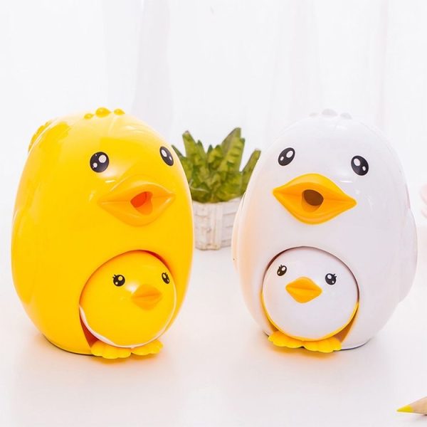 2 in 1 Cute Chick Pencil Sharpener Hand Stationery Sharpeners Tool, Random Color Delivery - Image 2