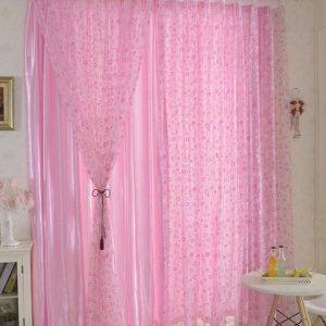 Bedroom Room Bubble Pattern Window Tulle Curtain Curtains Sheer Panel Drape Curtains, Size: 100 x 200 cm (Pink)