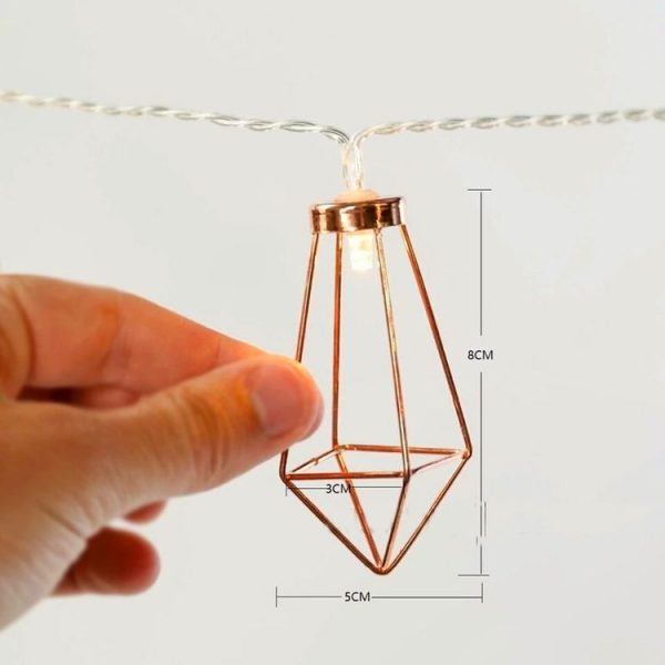 1.5m 10 LEDs Retro Iron Metal Diamond Home Decoration LED Fairy String Light - Image 4