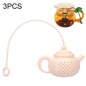 3 PCS Creative Silicone Tea Bag Tea Pot Shape Tea Filter Safely Cleaning Infuser (White)