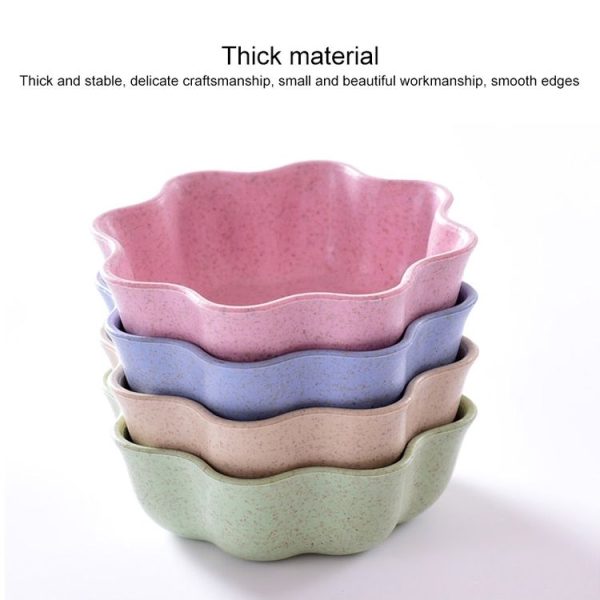 5 PCS Creative Plum Shape Dishes Wheat Straw Seasoning Dish Snack Plate Chili Sauce Ketchup Dressing Salt Dish, Size: 7x7x2.5cm (Beige) - Image 3