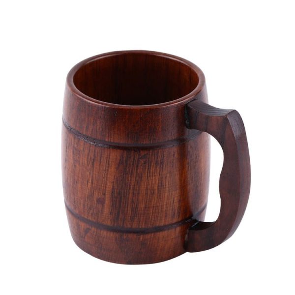 Practical Wooden Beer Milk Coffee Tea Mug With Wood Handle Drinkware - Image 2