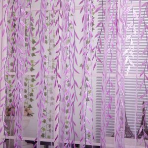 Wicker Offset Printed Curtain Cool Pastoral Floral Curtains, Size: 1m x 2.7m (Purple)