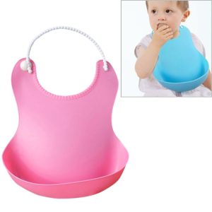 Baby Infant Toddler Waterproof Silicone Bib Infants Feeding Lunch Roll-up Apron (Rose Red)