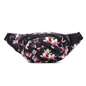 Color Printing Multi-function Casual Pockets Ladies Outdoor Purse Waist Bag (winter Jasmine Pattern)