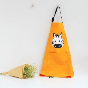Cartoon Animal Cotton Sleeveless Smock Parent-child Apron, Size: Children Apron S (Dark Yellow Zebra)