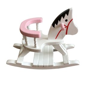 3 PCS Toy House Miniature Wooden Rocking Horse Chair Simulated Children Bedroom Decor
