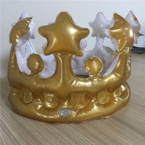 Inflatable Crown Hat Children Dress Up Toys Birthday Party Party Decoration Props, Size: Large 22x16.5cm (Gold)