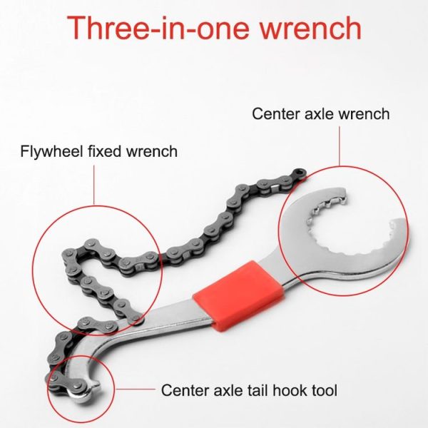 2 PCS Three-in-one Bicycle Integrated Bottom Shaft Flywheel Fixed Wrench Tail Hook Tool - Image 4