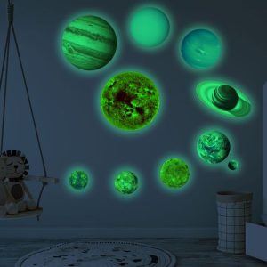 E wall Planet Solar System Fluorescent Wall Stickers Room Bedroom Luminous Wall Stickers (Big Size)