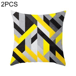 2 PCS 45x45cm Yellow Striped Pillowcase Geometric Throw Cushion Pillow Cover Printing Cushion Pillow Case Bedroom Office (17)