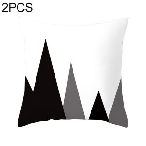 2 PCS Black and White Simple and Modern Geometric Abstract Decorative Pillowcases Polyester Throw Pillow Case (10)