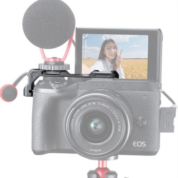 UURig R038 Double Hot Shoe Extension Fill Light Microphone Bracket for Canon EOS M6 Mark II - Image 6
