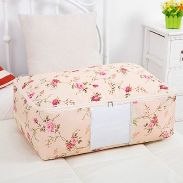2 PCS Portable Printing Pattern Waterproof Clothes Storage Bag Pillow Quilt Blanket Folding Closet Bag Organizer, Size: 55x35x20cm Rose Flower - Image 2