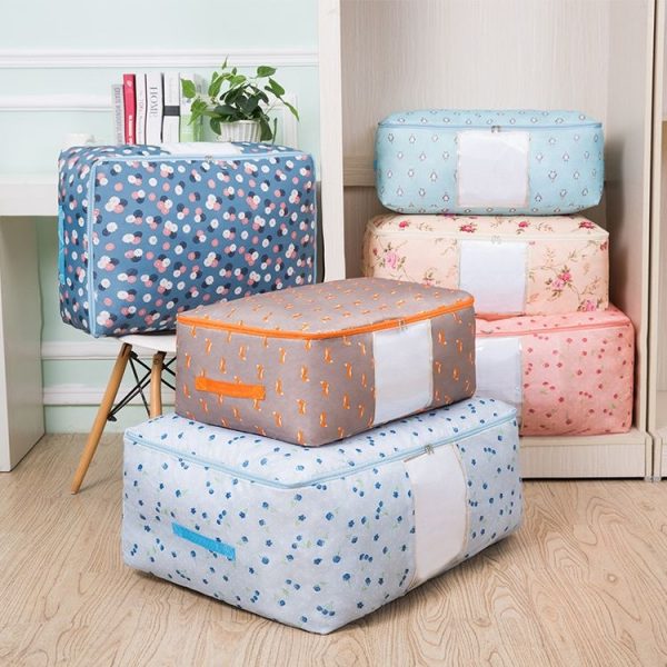 2 PCS Portable Printing Pattern Waterproof Clothes Storage Bag Pillow Quilt Blanket Folding Closet Bag Organizer, Size: 55x35x20cm Rose Flower - Image 4