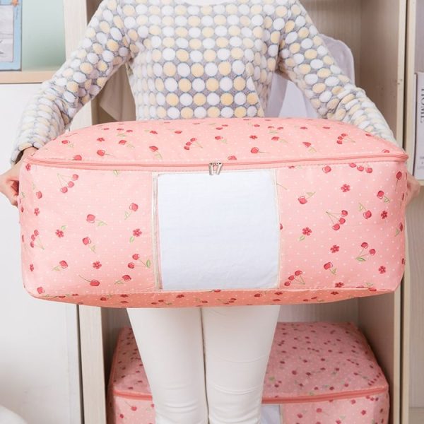 2 PCS Portable Printing Pattern Waterproof Clothes Storage Bag Pillow Quilt Blanket Folding Closet Bag Organizer, Size: 55x35x20cm Rose Flower - Image 5