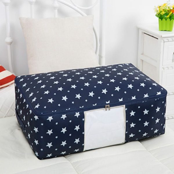 2 PCS Portable Printing Pattern Waterproof Clothes Storage Bag Pillow Quilt Blanket Folding Closet Bag Organizer, Size: 55x35x20cm Navy Blue Star - Image 2