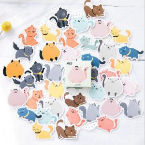 2 PCS Animals Cat Self-Adhesive Stickers Hand-Made Albums Decorative Seals