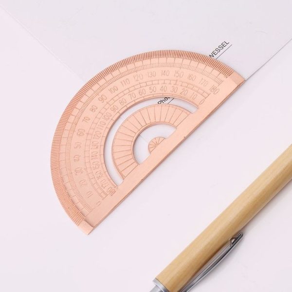 Protractor Ruler Drawing Measurement Math Tool Students Stationery Metal Angle Ruler - Image 4