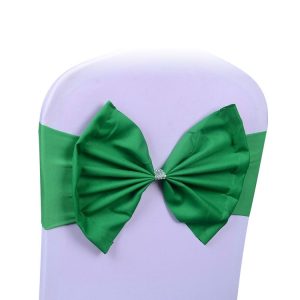 Spandex Chair Sash fit all chair Wedding Chair Sashes Bow Elastic Chair Ribbon Back Tie Bands for Wedding Party Ceremony Banquet (Dark Green)