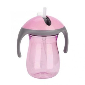 Anti-Flatulence Anti-Fall 300ML Children Straw Cup (Pink)