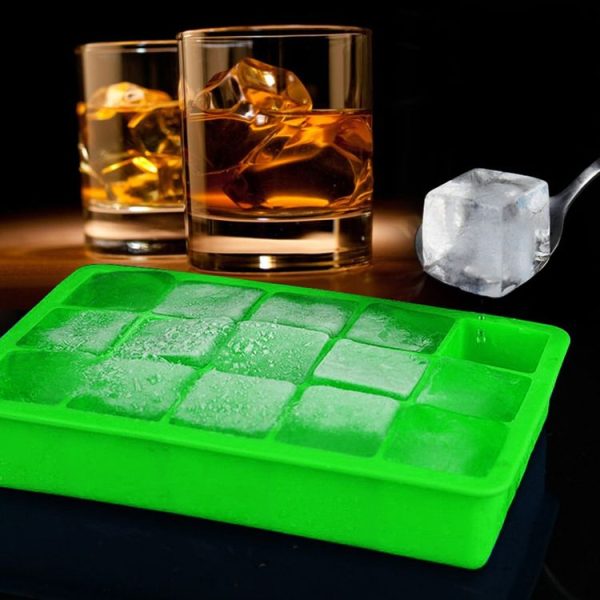 15 Grids DIY Big Ice Cube Mold Square Shape Silicone Ice Tray Fruit Ice Cream Maker (Green) - Image 5