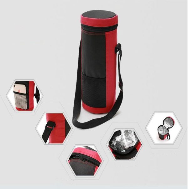 Wine Insulation Bag Portable Cylinder Oxford Cloth Insulation Package Wine Ice Bbag SH0072.4L (Red) - Image 4