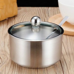 Stainless Steel Seasoning Jar Set Home Kitchen Seasoning Box Combination, Specification: Straight Spice Jar Large