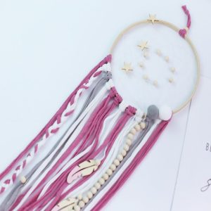 Cute Girl Heart Dream Catcher Wind Chimes Home Pendant (Pink)