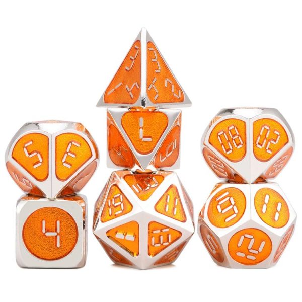 Metal Polyhedral Dice Set for Tabletop RPGs Board Games (Orange) - Image 3