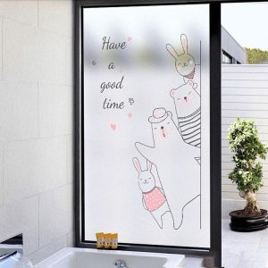 Cartoon Animal Window Matte Bathroom Transparent Opaque Bathroom Door Cellophane Film Anti-slip Stickers, Size: 45x60cm (Gather togetherA)