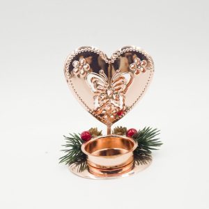 2 PCS Iron Christmas Decoration Candlestick Red Fruit Pine Fruit Mosaic Candlestick Desktop Decoration, Color: Gold (Heart)