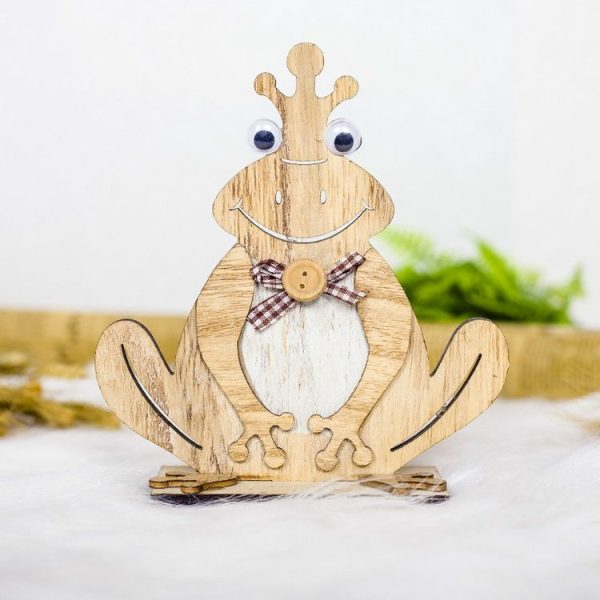 2 PCS Creative Wooden Decoration Ornaments Small Frog (Log Color)