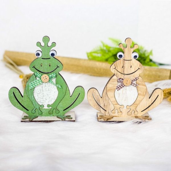 2 PCS Creative Wooden Decoration Ornaments Small Frog (Log Color) - Image 3