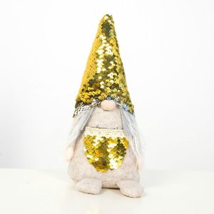 2 PCS Christmas Fabric Sequins Faceless Old Man Doll Ornament, Type: Pocket (Yellow)