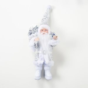 2 PCS Christmas Mini Santa Claus Doll Accessories Scene Decoration (Silver )