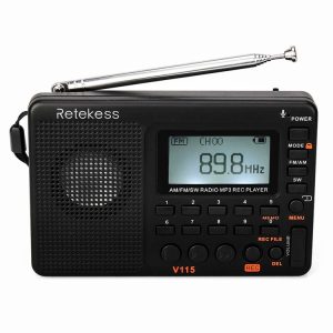Retekess V-115 Full Band Radio FM AM Portable MP3 Player (Black)
