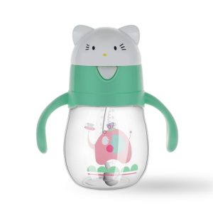 Infant Toddler Drink Cup Child Plastic Leakproof Cartoon Straw Cup With Handle Gravity Ball, Size: 270 ml (Green)