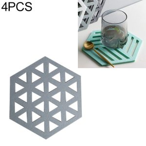 4 PCS Geometry Felt Household Tableware Dish Insulation Mat Cup Absorbent Pad, Color: Gray-blue (triangle)