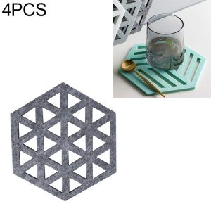 4 PCS Geometry Felt Household Tableware Dish Insulation Mat Cup Absorbent Pad, Color: Dark gray (triangle)