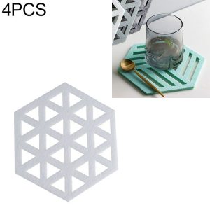 4 PCS Geometry Felt Household Tableware Dish Insulation Mat Cup Absorbent Pad, Color: White (triangle)
