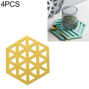 4 PCS Geometry Felt Household Tableware Dish Insulation Mat Cup Absorbent Pad, Color: Yellow (triangle)
