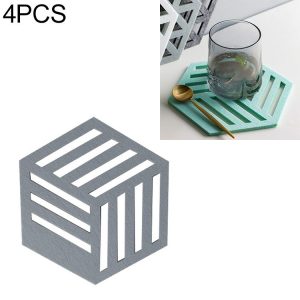 4 PCS Geometry Felt Household Tableware Dish Insulation Mat Cup Absorbent Pad, Color: Gray-blue (bar)