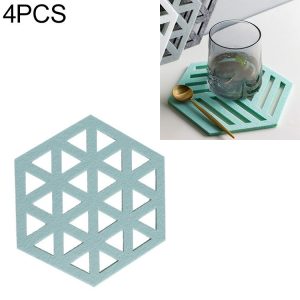 4 PCS Geometry Felt Household Tableware Dish Insulation Mat Cup Absorbent Pad, Color: Green (triangle)