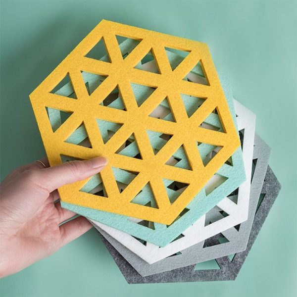 4 PCS Geometry Felt Household Tableware Dish Insulation Mat Cup Absorbent Pad, Color: Green (triangle) - Image 3