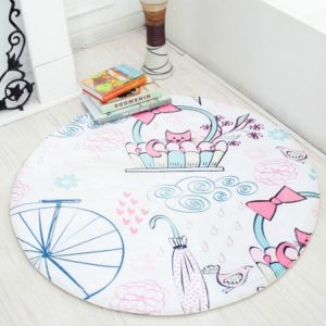 Cute Hand-painted Animal Carpet Round Mat Chair Cushion Baby Crawling Floor Mat Pad, Size: Diameter 60cm (Pink Fox)