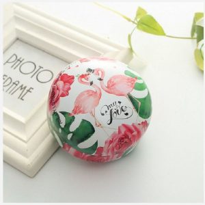 Romantic Valentine Day Candy Box Flat Round Candy Box Jewelry Gift Bird Box Tote Home Garden Festive Party Supplies, Color: Flamingo